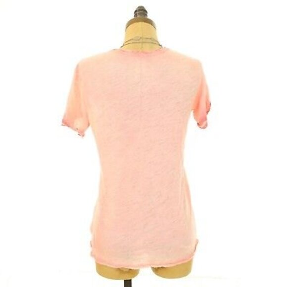 Free People Saturday Oversized Top Size XS Distressed Raw Hem Coral Pink NWD B57 - Picture 5 of 6